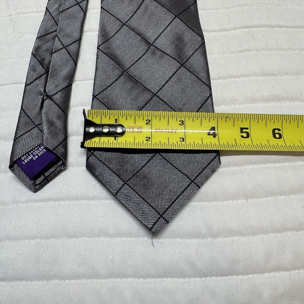 Hunt Club Men's Silver Diamond Pattern 100% Silk Neck Tie 4" - Picture 7 of 7